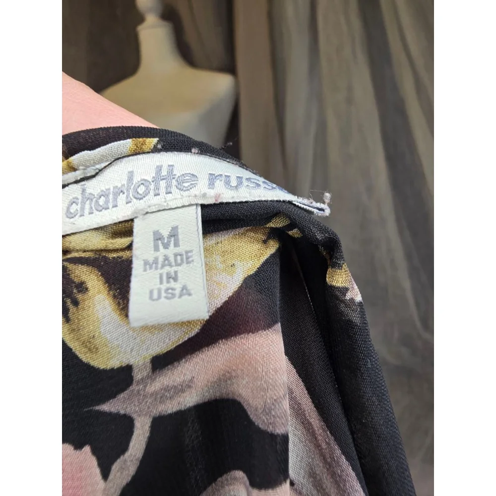 Black Whimsagoth Floral Blouse/wrap M - Picture 5 of 5